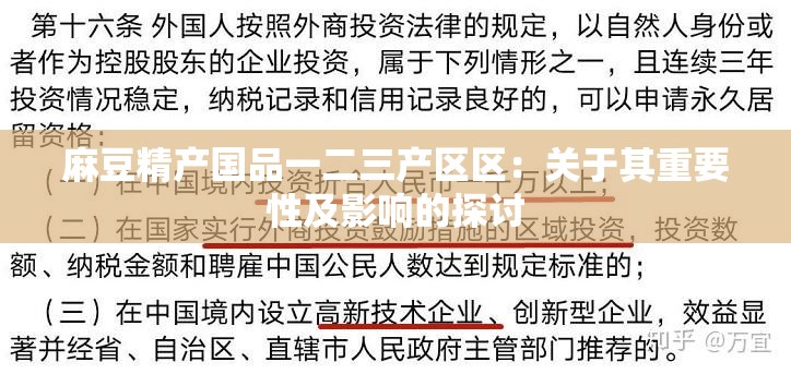 麻豆精产国品一二三产区区：关于其重要性及影响的探讨