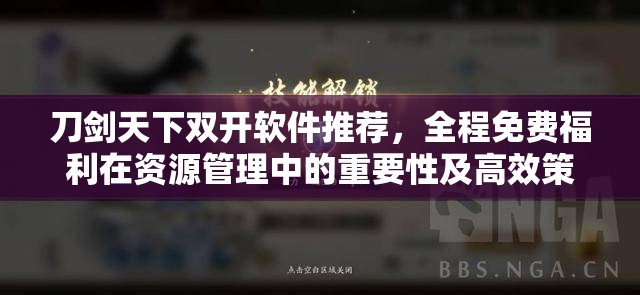 刀剑天下双开软件推荐，全程免费福利在资源管理中的重要性及高效策略解析