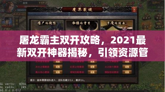 屠龙霸主双开攻略，2021最新双开神器揭秘，引领资源管理全新时代