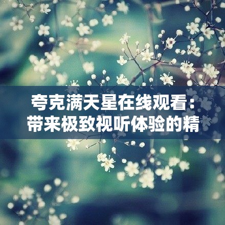 夸克满天星在线观看：带来极致视听体验的精彩内容呈现