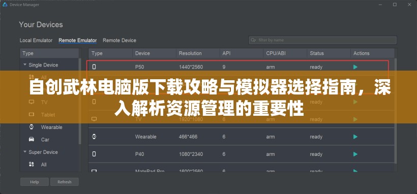 自创武林电脑版下载攻略与模拟器选择指南，深入解析资源管理的重要性
