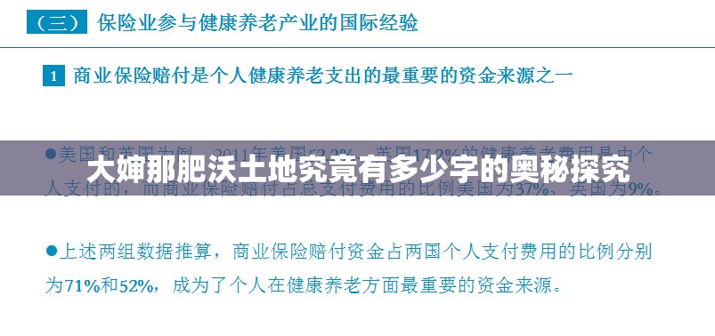 大婶那肥沃土地究竟有多少字的奥秘探究