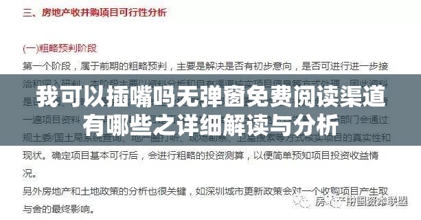 我可以插嘴吗无弹窗免费阅读渠道有哪些之详细解读与分析