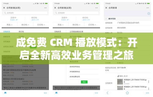 成免费 CRM 播放模式：开启全新高效业务管理之旅