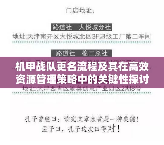 机甲战队更名流程及其在高效资源管理策略中的关键性探讨