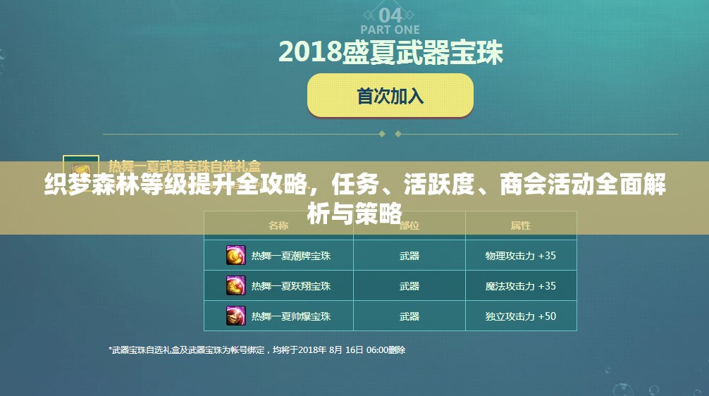 织梦森林等级提升全攻略，任务、活跃度、商会活动全面解析与策略