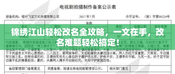 锦绣江山轻松改名全攻略，一文在手，改名难题轻松搞定！