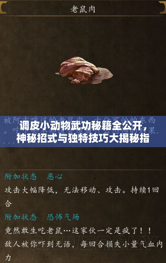 调皮小动物武功秘籍全公开，神秘招式与独特技巧大揭秘指南