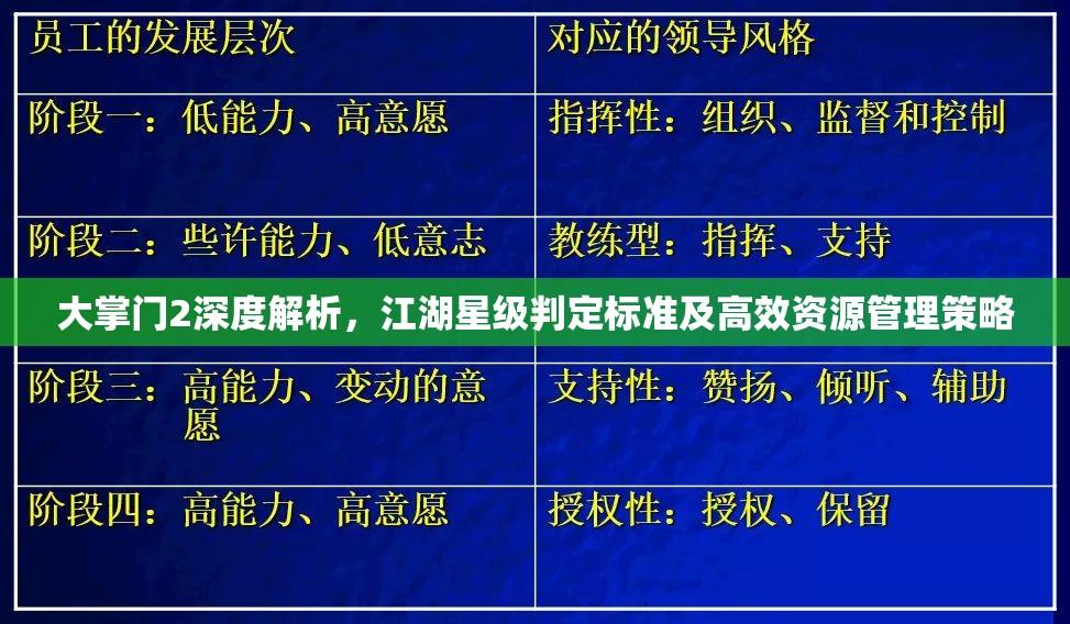 大掌门2深度解析，江湖星级判定标准及高效资源管理策略