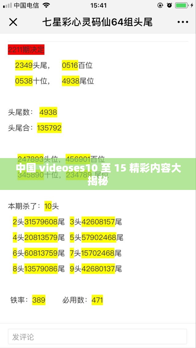 中国 videoses10 至 15 精彩内容大揭秘