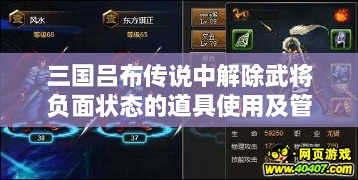 三国吕布传说中解除武将负面状态的道具使用及管理策略