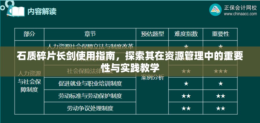 石质碎片长剑使用指南，探索其在资源管理中的重要性与实践教学