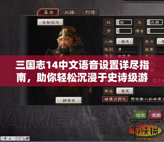 三国志14中文语音设置详尽指南，助你轻松沉浸于史诗级游戏体验