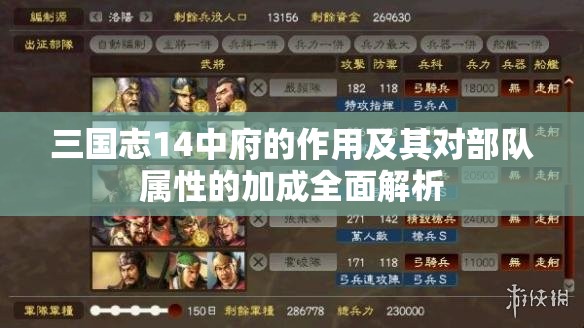 三国志14中府的作用及其对部队属性的加成全面解析