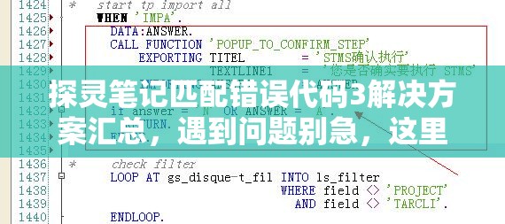 探灵笔记匹配错误代码3解决方案汇总，遇到问题别急，这里有实用妙招！