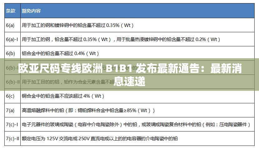 欧亚尺码专线欧洲 B1B1 发布最新通告：最新消息速递