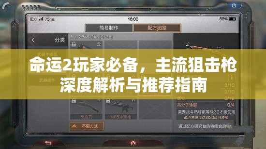 命运2玩家必备，主流狙击枪深度解析与推荐指南