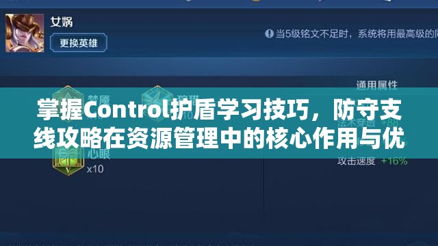 掌握Control护盾学习技巧，防守支线攻略在资源管理中的核心作用与优化策略解析