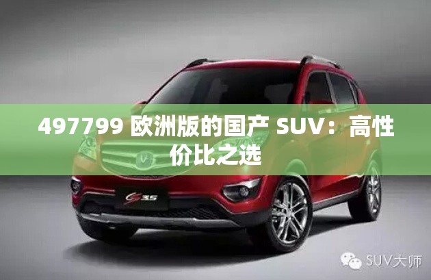 497799 欧洲版的国产 SUV：高性价比之选