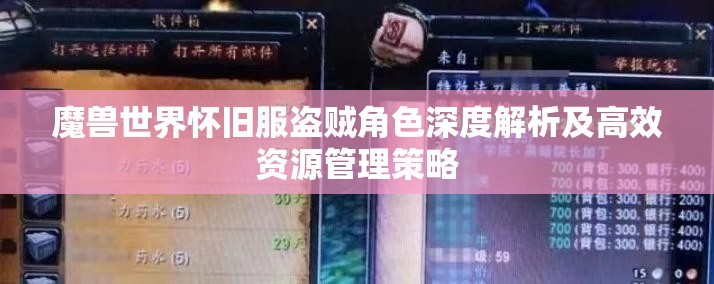 魔兽世界怀旧服盗贼角色深度解析及高效资源管理策略