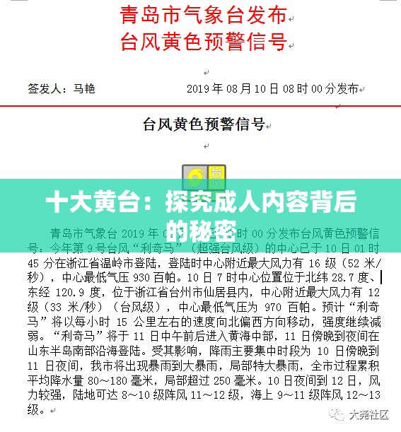 十大黄台：探究成人内容背后的秘密