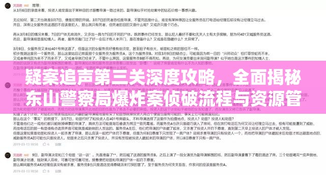 疑案追声第三关深度攻略，全面揭秘东山警察局爆炸案侦破流程与资源管理技巧