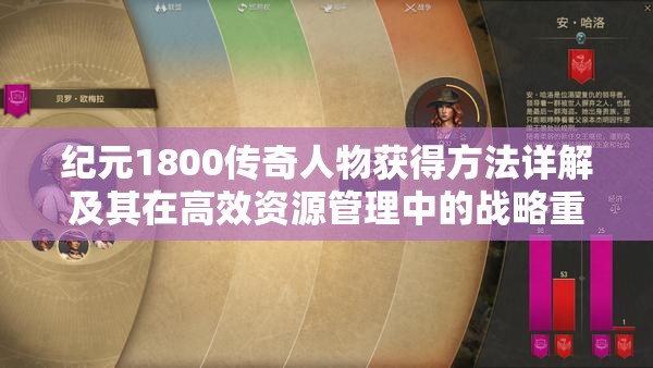 纪元1800传奇人物获得方法详解及其在高效资源管理中的战略重要性