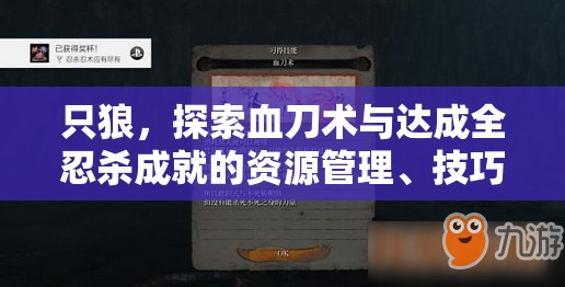 只狼，探索血刀术与达成全忍杀成就的资源管理、技巧运用及价值最大化策略