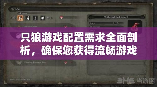 只狼游戏配置需求全面剖析，确保您获得流畅游戏体验的必备指南