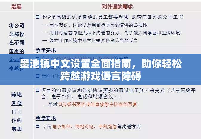 墨池镇中文设置全面指南，助你轻松跨越游戏语言障碍