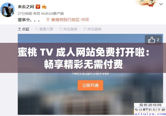 蜜桃 TV 成人网站免费打开啦：畅享精彩无需付费