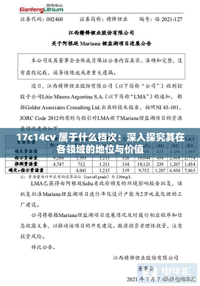 17c14cv 属于什么档次：深入探究其在各领域的地位与价值