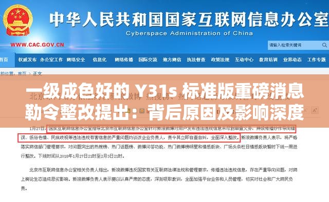 一级成色好的 Y31s 标准版重磅消息勒令整改提出：背后原因及影响深度剖析