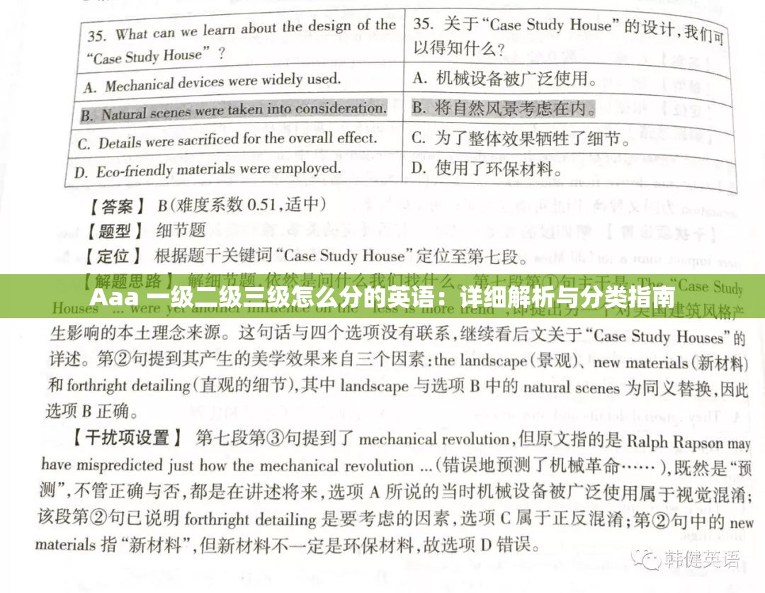 Aaa 一级二级三级怎么分的英语：详细解析与分类指南