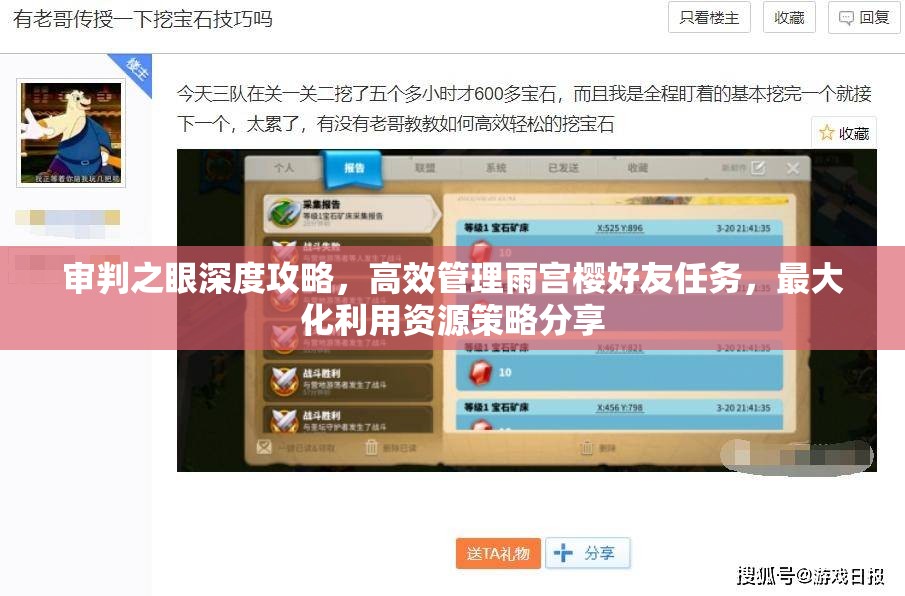 审判之眼深度攻略，高效管理雨宫樱好友任务，最大化利用资源策略分享