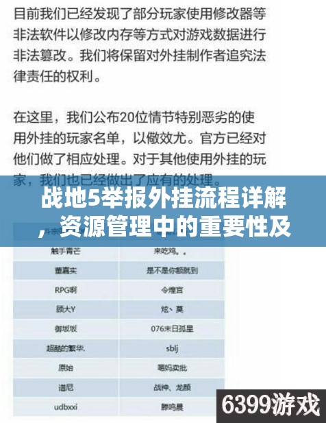 战地5举报外挂流程详解，资源管理中的重要性及实施高效举报技巧