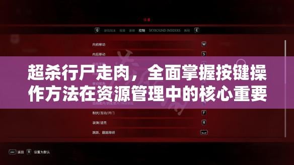 超杀行尸走肉，全面掌握按键操作方法在资源管理中的核心重要性及高效实施策略