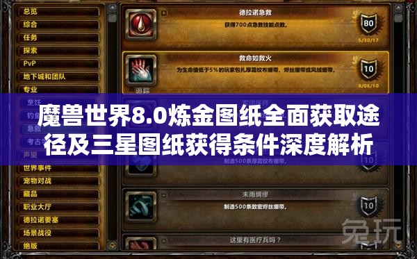 魔兽世界8.0炼金图纸全面获取途径及三星图纸获得条件深度解析