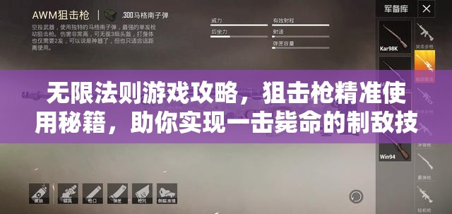 无限法则游戏攻略，狙击枪精准使用秘籍，助你实现一击毙命的制敌技巧