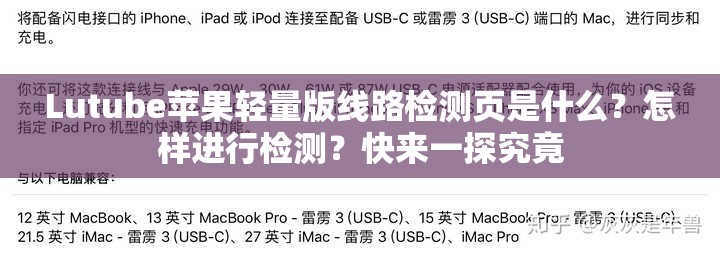 Lutube苹果轻量版线路检测页是什么？怎样进行检测？快来一探究竟