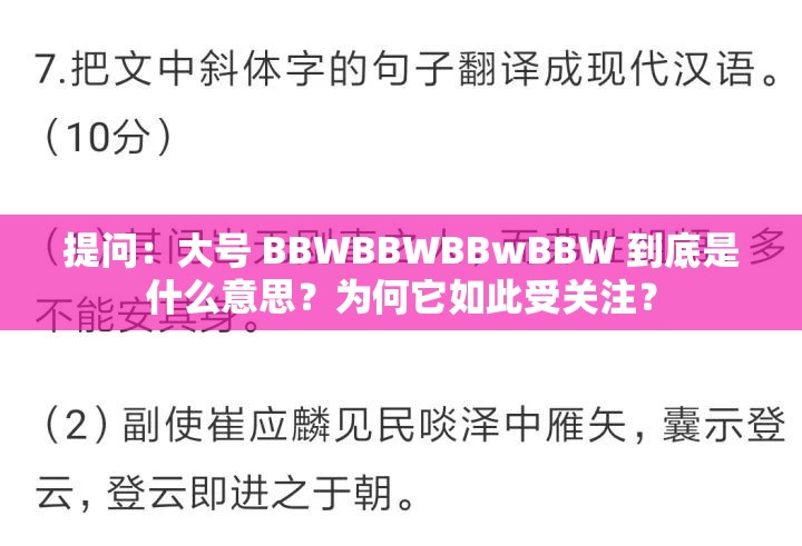 提问：大号 BBWBBWBBwBBW 到底是什么意思？为何它如此受关注？