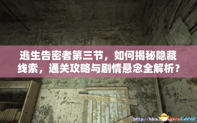 逃生告密者第三节，如何揭秘隐藏线索，通关攻略与剧情悬念全解析？