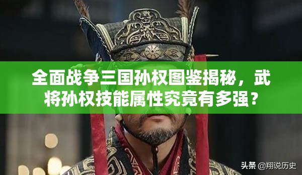 全面战争三国孙权图鉴揭秘，武将孙权技能属性究竟有多强？