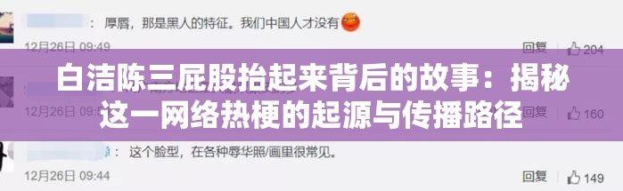 白洁陈三屁股抬起来背后的故事：揭秘这一网络热梗的起源与传播路径