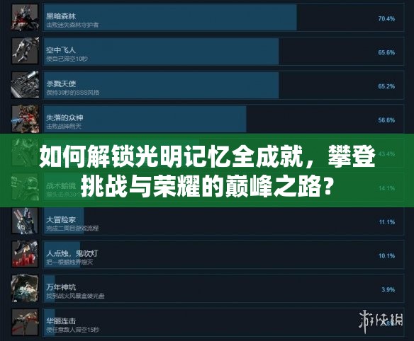 如何解锁光明记忆全成就，攀登挑战与荣耀的巅峰之路？