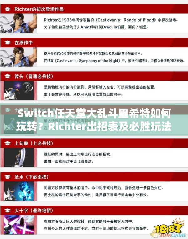 Switch任天堂大乱斗里希特如何玩转？Richter出招表及必胜玩法技巧揭秘